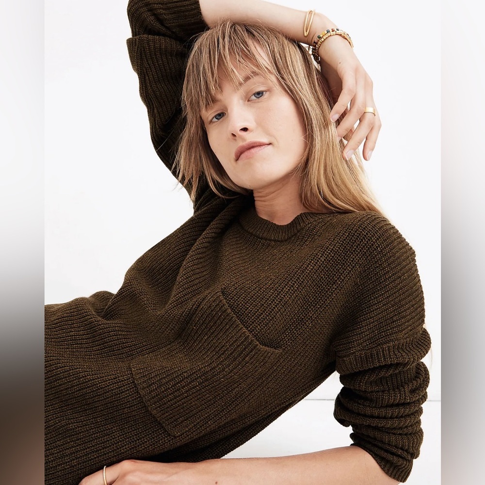 Madewell green olive knit fall Sweater Sz XS